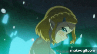 a cartoon of a girl with blonde hair and blue eyes