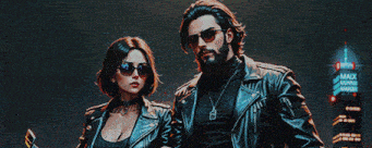 a man and a woman wearing sunglasses are standing next to each other