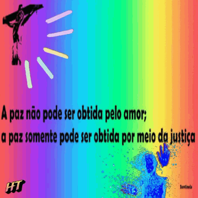 a rainbow colored background with a quote in a foreign language