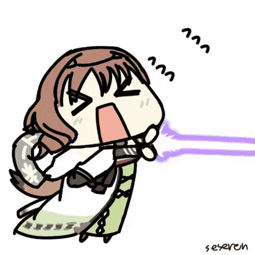 a drawing of a girl with a purple light coming from her mouth