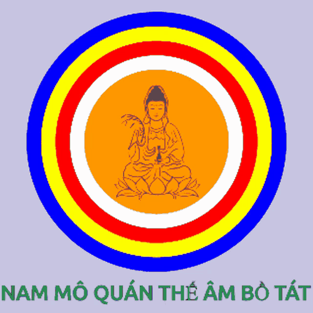 a picture of a buddha in a circle with the words nam mo quan the am bo tat