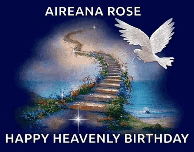 a picture of stairs leading up to heaven with the name aireana rose