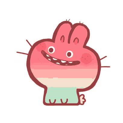 a cartoon illustration of a rainbow colored monster with a big smile on its face .