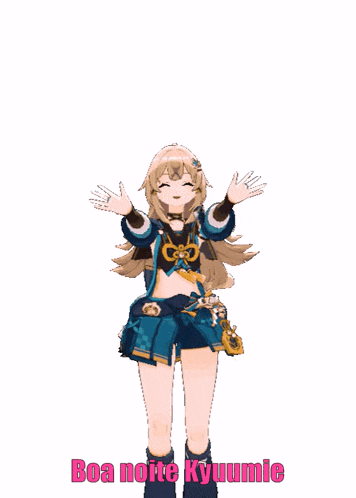 a girl in a cat costume says boa noite kyuume