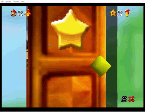 a screenshot of a video game showing a star and a square