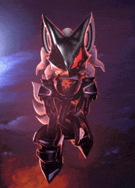 a shadow the hedgehog with a red eye is flying in the air