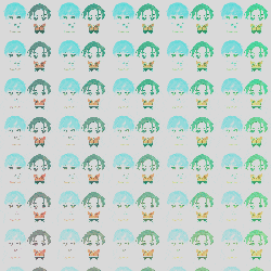 a repeating pattern of cartoon characters with different hairstyles