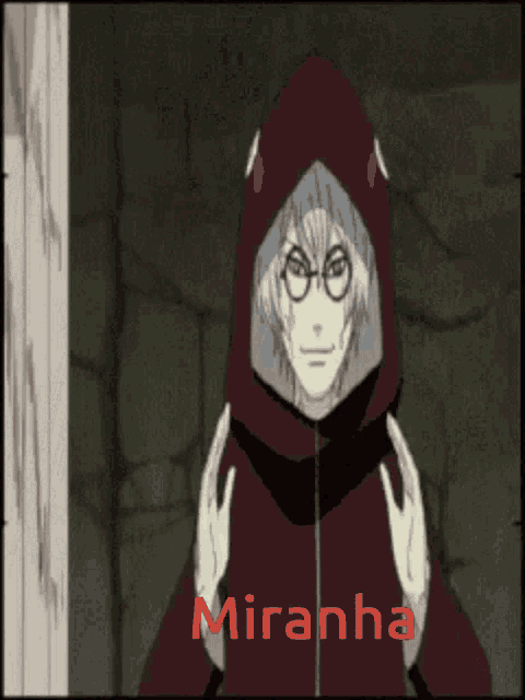 a cartoon character with glasses and a red hood says miranha