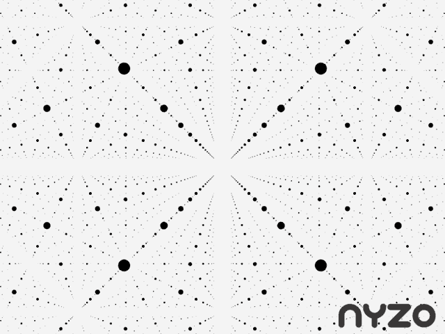 a white background with black dots and the word nyzo on the bottom