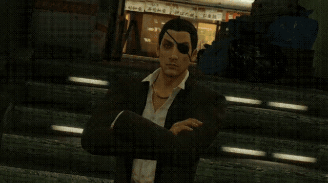 a man wearing an eye patch says holy shit in a video game