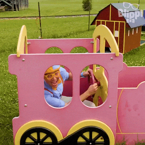 Driving The Playground Train Blippi GIF - Driving The Playground Train Blippi Blippi Wonders - Educational Cartoons For Kids GIFs