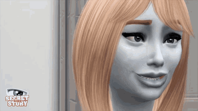 a close up of a woman 's face with the words secret story in the corner