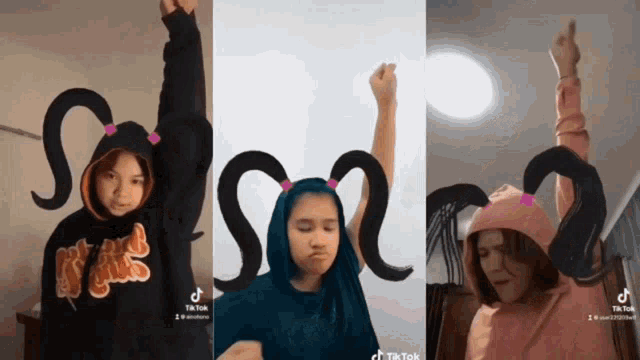 a girl in a hoodie with the letter s on it is in a tik tok video