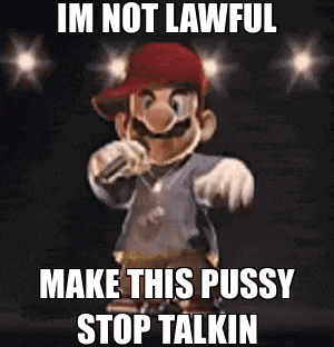 a cartoon character is singing into a microphone and says `` im not lawful make this pussy stop talking '' .