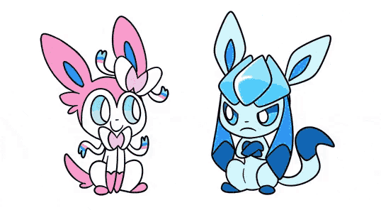 a drawing of a pink fairy and a blue fairy looking at each other
