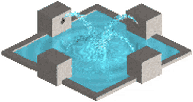 a computer generated image of a fountain with blue water coming out of it
