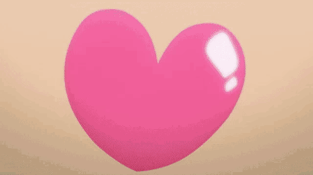 a pink heart with a white outline is floating in the air on a beige background .