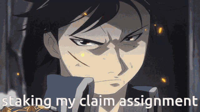 a picture of a man with the words staking my claim assignment
