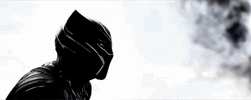 a black panther is standing in front of a white background in a silhouette .