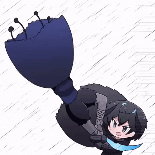 a drawing of a person holding a large umbrella