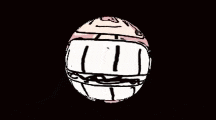 a drawing of a volleyball with a face on it .