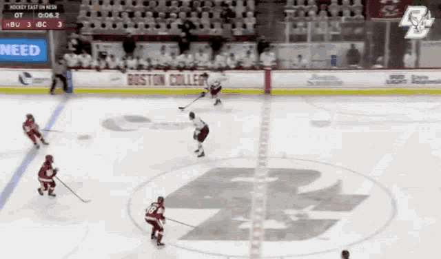 a hockey game between boston college and uc