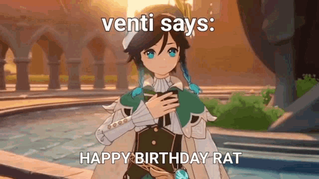 venti says : happy birthday rat is a cartoon character from a video game .