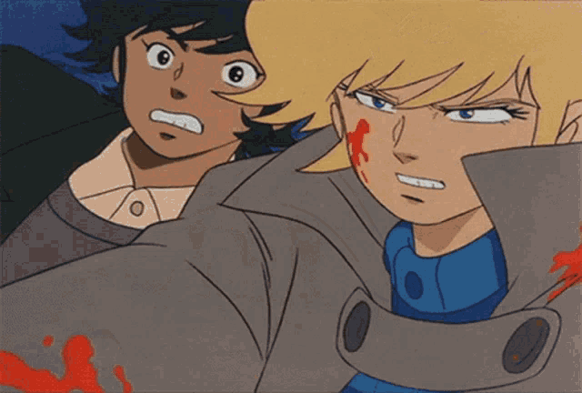 a cartoon of a man and a woman looking at each other