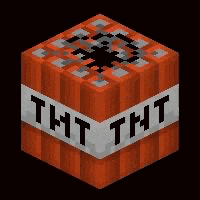 a block of tnt in minecraft with a black background .