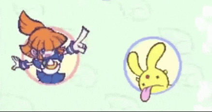 a cartoon drawing of a girl and a bunny