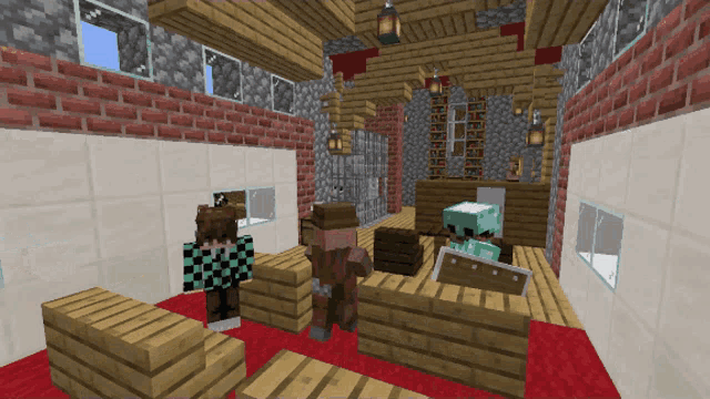 a screenshot of a minecraft game shows a man standing next to a skeleton