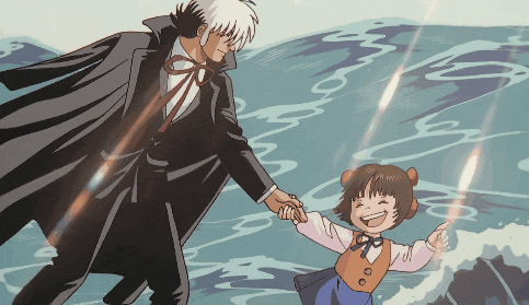 a man and a little girl are holding hands and smiling