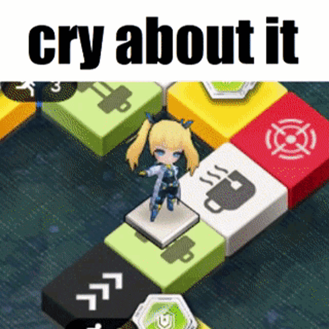 a video game with the words cry about it written on the bottom