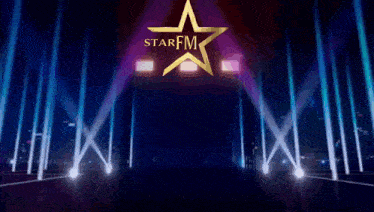 a starfm logo is displayed on a blue background