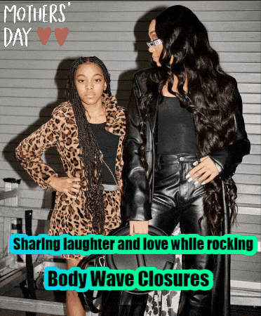 a poster for mother 's day shows a woman and a girl standing next to each other