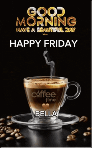 a cup of coffee on a saucer with the words " good morning have a beautiful day "