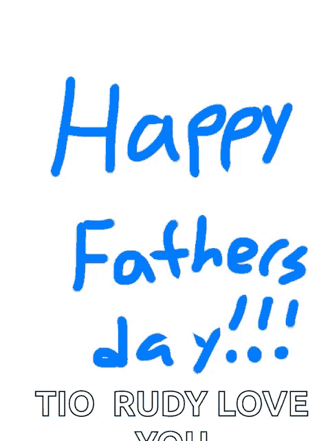 a happy father 's day greeting card with blue and green letters