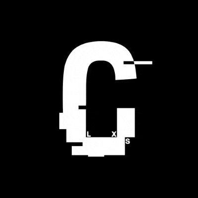 a white letter g on a black background that looks like a glitch .