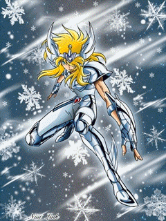 a cartoon of a man in armor with snowflakes in the background is titled saint link