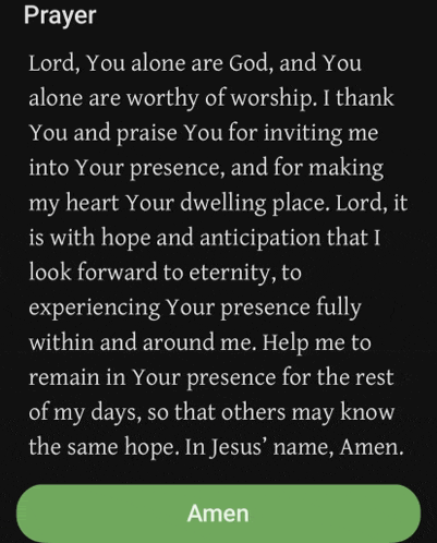 a prayer that says lord you alone are god and you alone are worthy of worship is displayed on a black background