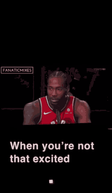 a screenshot of a basketball player with the words when you 're not that excited