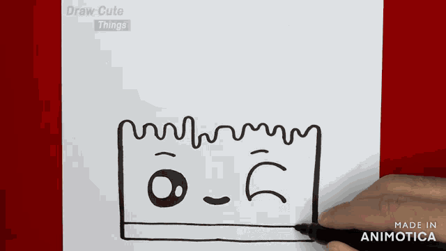 a person is drawing a face on a piece of paper that says draw cute things on it