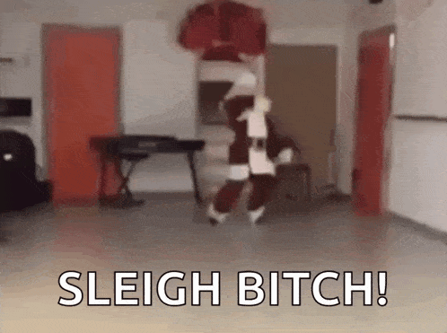 a blurry picture of santa claus dancing in a room .