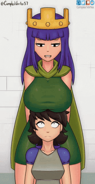 a cartoon of a woman with a crown on her head by complex vortex 57