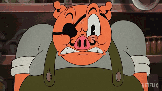a cartoon of a pig with a netflix logo in the background