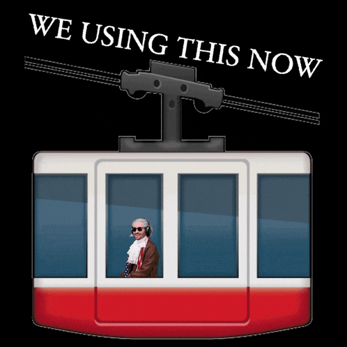 a drawing of a cable car with the words we using this now written above it