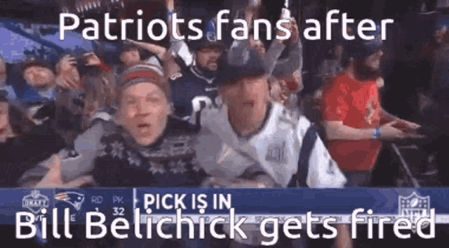 patriots fans after bill belichick gets fired in a crowd