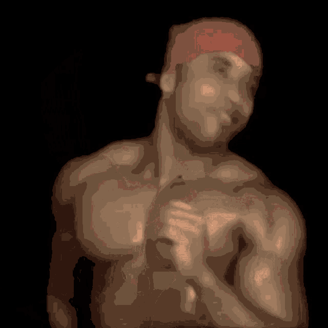 a drawing of a person with a red hat on