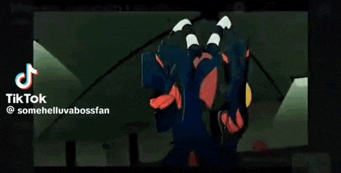 a cartoon character is holding a gun in his hands .