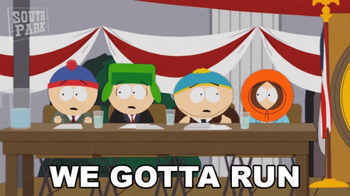 We Gotta Run Kyle Broflovski GIF - We Gotta Run Kyle Broflovski Eric Cartman GIFs